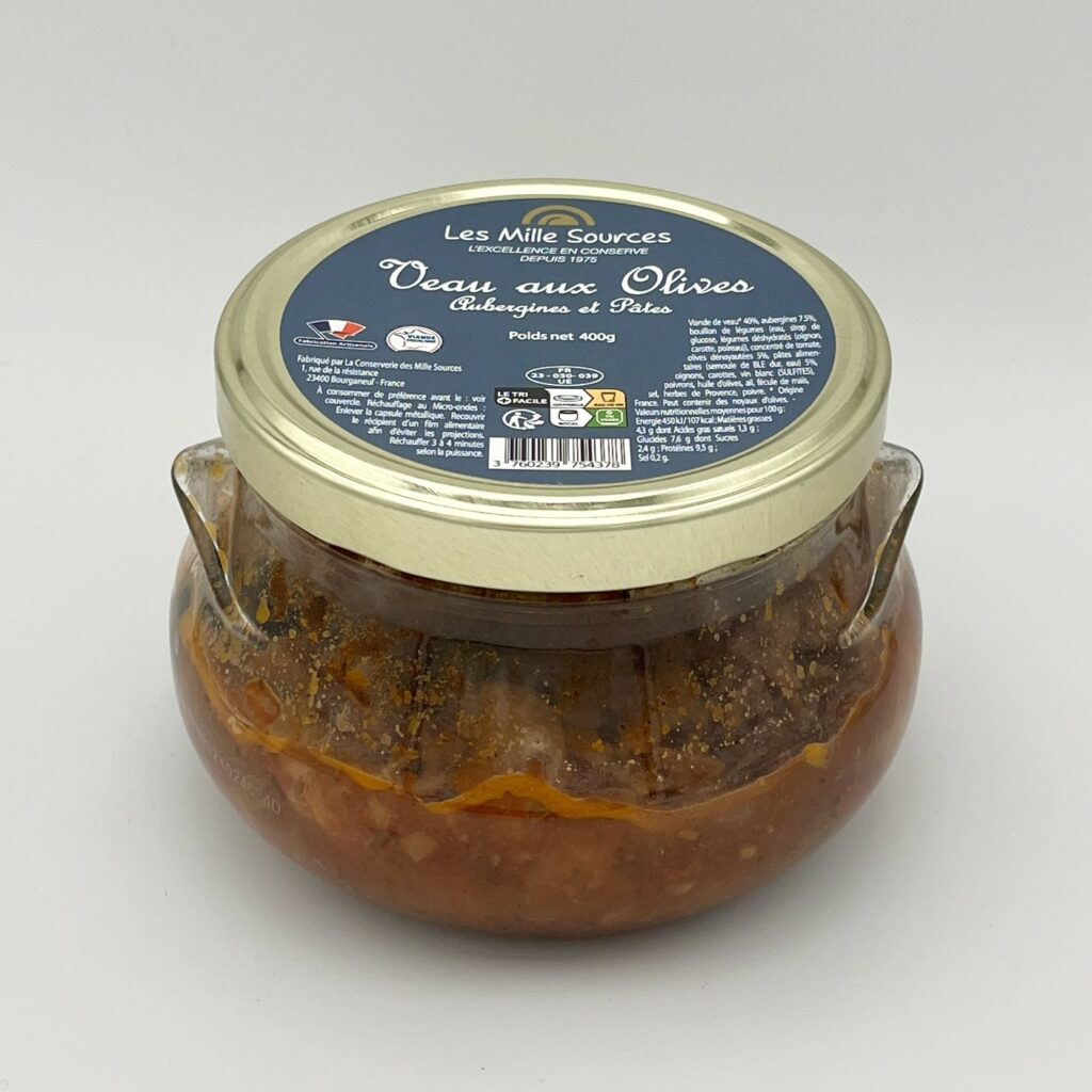 Veau aux Olives/Aubergines/Pâtes (fusilli)